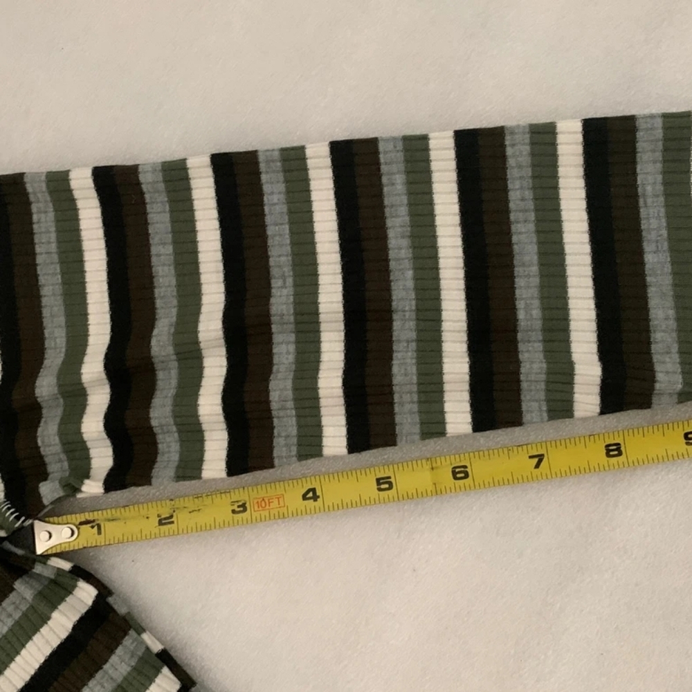 NWT Free People Good on You Army Green Stripe Round Hem Ribbed Tee Top - Picture 15 of 16